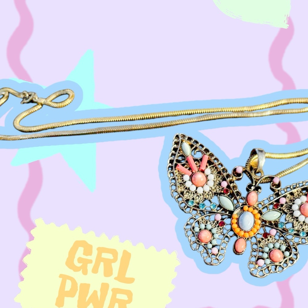 Vibrant Butterfly Pendant Necklace